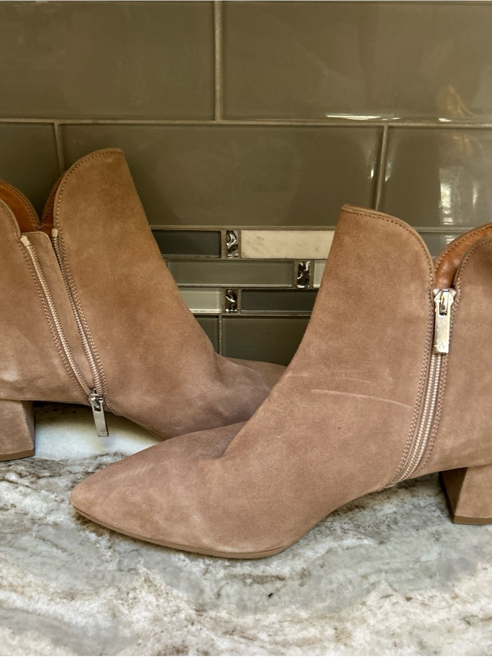 Aquatalia Ankle Side Zipper  Weatherproof Suede Boot Women's Sz 12 New Italy.